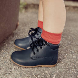 جاكادي باريس-بوت جلد لون كحلي لبدء المشي للأطفال | Childrensalon Outlet