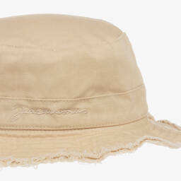JACQUEMUS-Beige Cotton Bucket Hat | Childrensalon Outlet