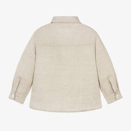 JACQUEMUS-Boys Beige Padded Linen Overshirt | Childrensalon Outlet