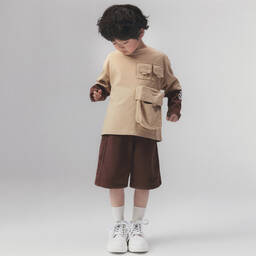 JACQUEMUS-Коричневые шорты из хлопкового трикотажа | Childrensalon Outlet