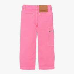 JACQUEMUS-Розовые хлопковые брюки прямого кроя из денима для девочек | Childrensalon Outlet