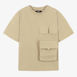 JACQUEMUS-Teen Beige Cotton Utility T-Shirt | Childrensalon Outlet
