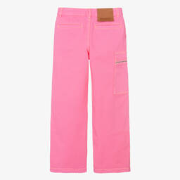 JACQUEMUS-Teen Girls Pink Cotton Denim Straight Fit Trousers | Childrensalon Outlet