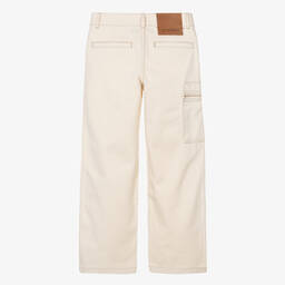 JACQUEMUS-Teen Ivory Cotton Denim Straight Fit Trousers | Childrensalon Outlet