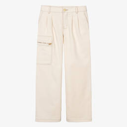 JACQUEMUS-Teen Ivory Cotton Denim Straight Fit Trousers | Childrensalon Outlet