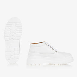 JACQUEMUS-Teen White Leather Lace-Up Ankle Boots | Childrensalon Outlet