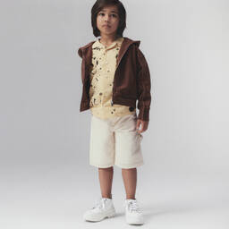 جاكموس-بوت بطول الكاحل بأربطة جلد لون أبيض | Childrensalon Outlet