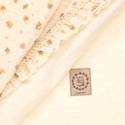 Jamiks-Кремовая хлопковая пеленка в цветочек для малышек (100см) | Childrensalon Outlet