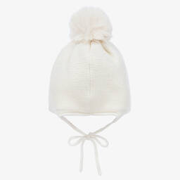 Jamiks-Baby Girls Ivory Pom-Pom Bunny Hat | Childrensalon Outlet