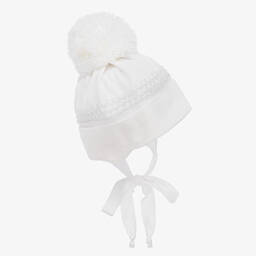 Jamiks-قبعة بوم-بوم قطن محبوك لون عاجي للمولودات | Childrensalon Outlet