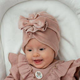 Jamiks-Baby Girls Pink Velour Turban | Childrensalon Outlet