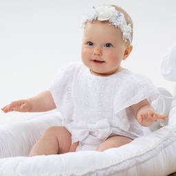 Jamiks-Белые шорты с вышивкой английской гладью для малышек | Childrensalon Outlet