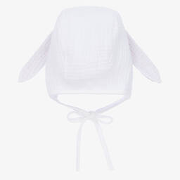 Jamiks-Белый хлопковый чепчик с заячьими ушками | Childrensalon Outlet
