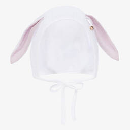 Jamiks-Белый хлопковый чепчик с заячьими ушками | Childrensalon Outlet