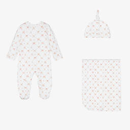 Jamiks-Белый комплект с комбинезоном в цветочек | Childrensalon Outlet