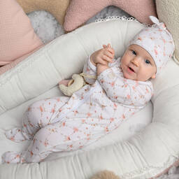 Jamiks-Белый комплект с комбинезоном в цветочек | Childrensalon Outlet