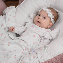 جاميكس-بودي سوت أطفال بناتي قطن لون أبيض بطبعة ورود | Childrensalon Outlet