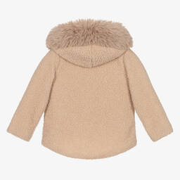 Jamiks-Бежевая куртка из плюшевого флиса букле с искусственным мехом | Childrensalon Outlet