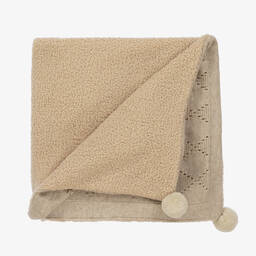 Jamiks-Beige Knit & Bouclé Blanket (100cm) | Childrensalon Outlet