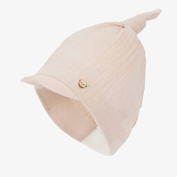 Jamiks-Beige Organic Cotton Seersucker Baby Hat | Childrensalon Outlet