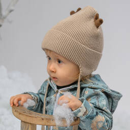 Jamiks-قبعة مزيج صوف محبوك مضلع لون بيج | Childrensalon Outlet