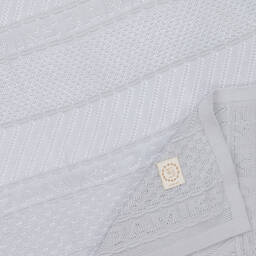 Jamiks-Blue Cotton Knitted Blanket (100cm) | Childrensalon Outlet