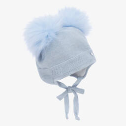 Jamiks-Blue Knitted Pom-Pom Baby Hat | Childrensalon Outlet