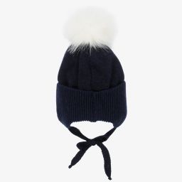 Jamiks-Синяя шерстяная вязаная шапка с помпоном | Childrensalon Outlet