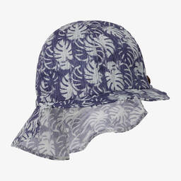 Jamiks-Boys Blue Cotton Leaf Print Sun Hat | Childrensalon Outlet