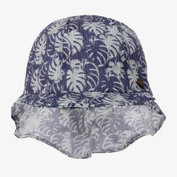 Jamiks-Boys Blue Cotton Leaf Print Sun Hat | Childrensalon Outlet