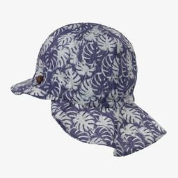 Jamiks-Boys Blue Cotton Leaf Print Sun Hat | Childrensalon Outlet