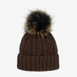 Jamiks-Boys Brown Knitted Pom-Pom Hat | Childrensalon Outlet