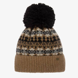 Jamiks-Boys Brown Wool Fair Isle Pom-Pom Hat | Childrensalon Outlet