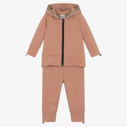 Jamiks-Коричневый хлопковый спортивный костюм с капюшоном | Childrensalon Outlet