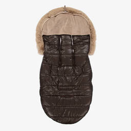 Jamiks-Brown Faux Fur Trim Footmuff (100cm) | Childrensalon Outlet