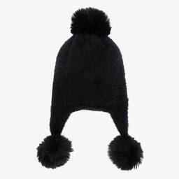 Jamiks-Girls Black Knitted Pom-Pom Hat | Childrensalon Outlet