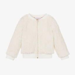 Jamiks-Girls Cream Fluffy Zip Jacket | Childrensalon Outlet