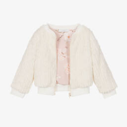 Jamiks-Girls Cream Fluffy Zip Jacket | Childrensalon Outlet