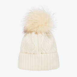 Jamiks-Girls Cream Wool Pom-Pom Beanie | Childrensalon Outlet