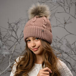 Jamiks-Розовая вязаная шапка с помпоном | Childrensalon Outlet