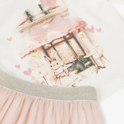 Jamiks-Girls Elegant Ivory & Pink Skirt Ensemble | Childrensalon Outlet