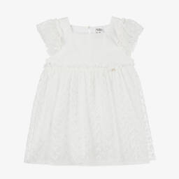 جاميكس-فستان قطن دانتيل أبيض أنيق للبنات | Childrensalon Outlet