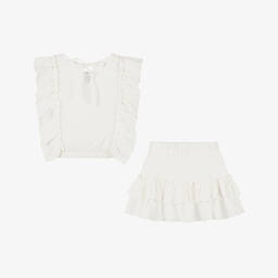 Jamiks-Girls Ivory Cotton Beach Skirt Set | Childrensalon Outlet