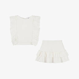 Jamiks-Girls Ivory Cotton Beach Skirt Set | Childrensalon Outlet