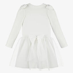 Jamiks-Girls Ivory Ribbed Tulle Dress | Childrensalon Outlet