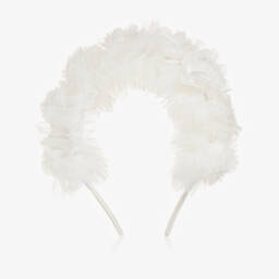 Jamiks-Кремовый цветочный головной убор из тюля для девочек | Childrensalon Outlet