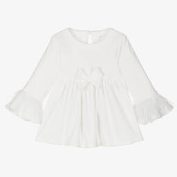 Jamiks-Girls Ivory Velour Bow Dress | Childrensalon Outlet