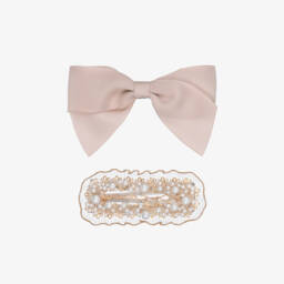 Jamiks-Дуэт заколок с розовым бантом и жемчугом для девочек | Childrensalon Outlet