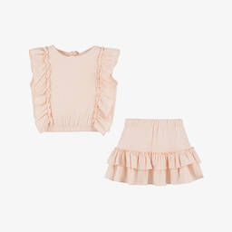 Jamiks-Girls Pink Cotton Beach Skirt Set | Childrensalon Outlet
