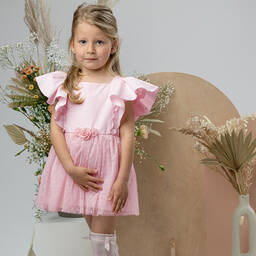 Jamiks-Girls Pink Cotton & Tulle Dress | Childrensalon Outlet